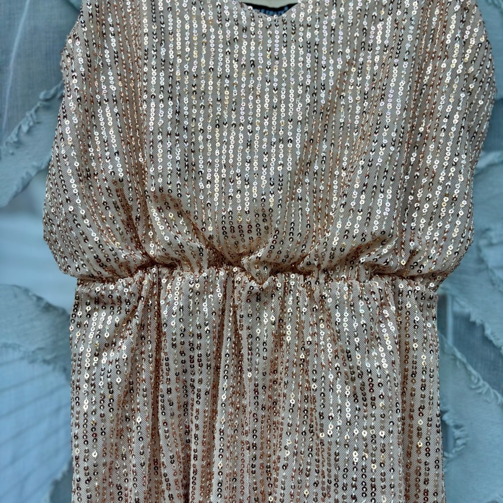 Double Crazy Gold Sequin Romper Lined Onesie Shor… - image 3